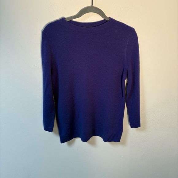 Talbots Womens Pure Cashmere Purple 3/4 Sleeve Sweater Medium - Picture 5 of 9